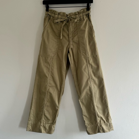 A.L.C Augusta belted paper bag waist straight cropped pants - Picture 3 of 10